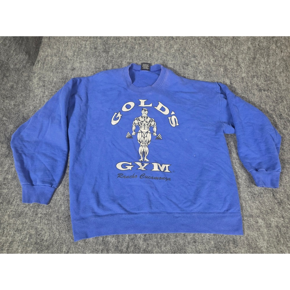 Vintage Golds Gym Rancho Cucamonga Crewneck Sweatshirt Mens XL Blue Bodybuilding